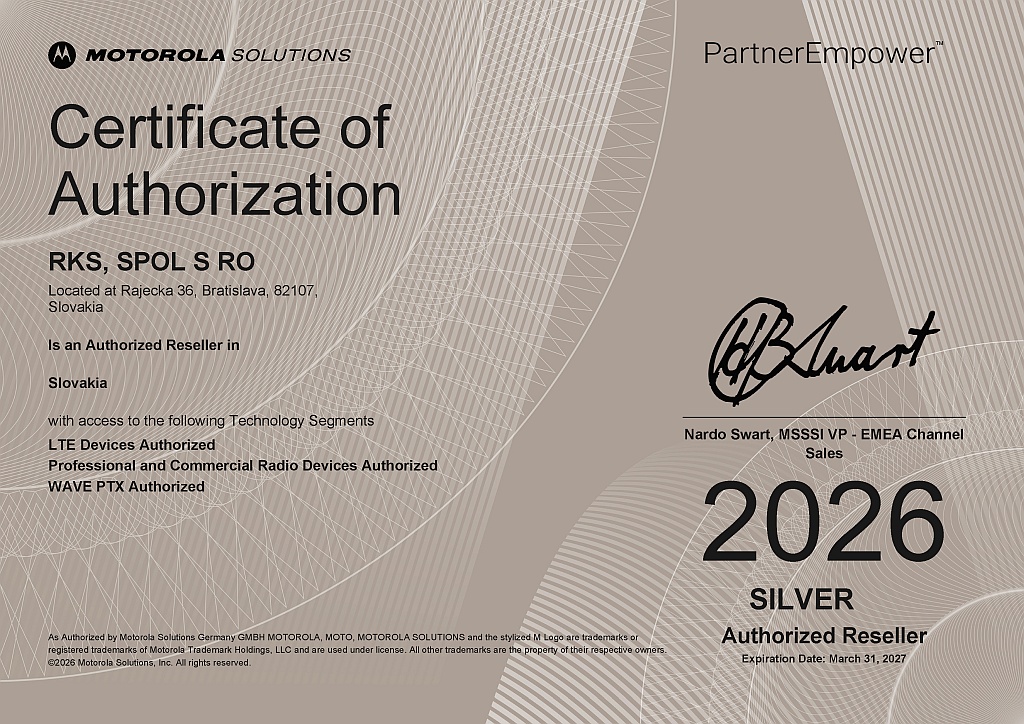 Certifikát Motorola 2026